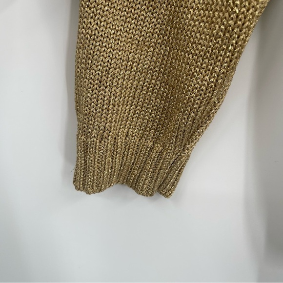 Lauren Ralph Lauren Women's Size Large Gold Metallic Sparkle Stretch Sweater - Picture 6 of 10